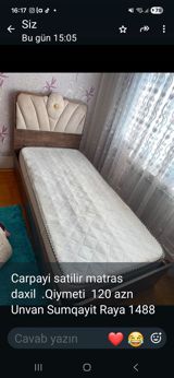 Tək nəfərlik çarpayı – matras daxildir. - Başlıq: yumşaq döşəməli — 2-ci əl əşyalar — Mebel