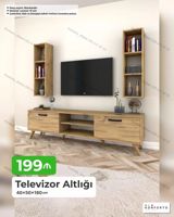 Televizor altlığı və divar rəfləri dəsti - Ölçü: 40×50×180 sm (TV — Mallar