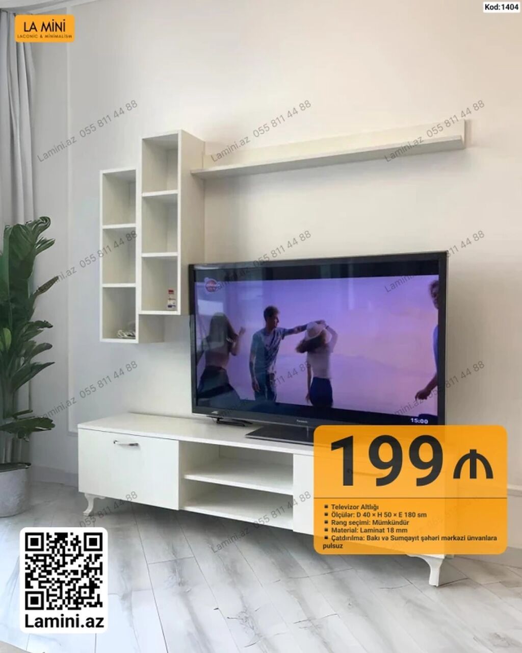 TV stendi və divar rəfi dəsti - Model kodu: 1404 - Ölçülər (TV