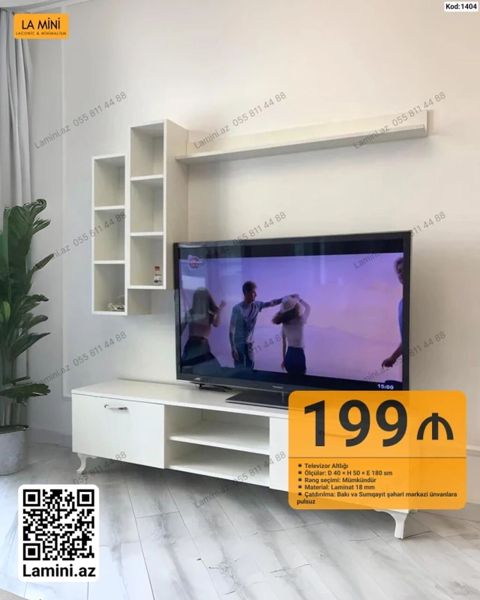 TV stendi və divar rəfi dəsti - Model kodu: 1404 - Ölçülər (TV