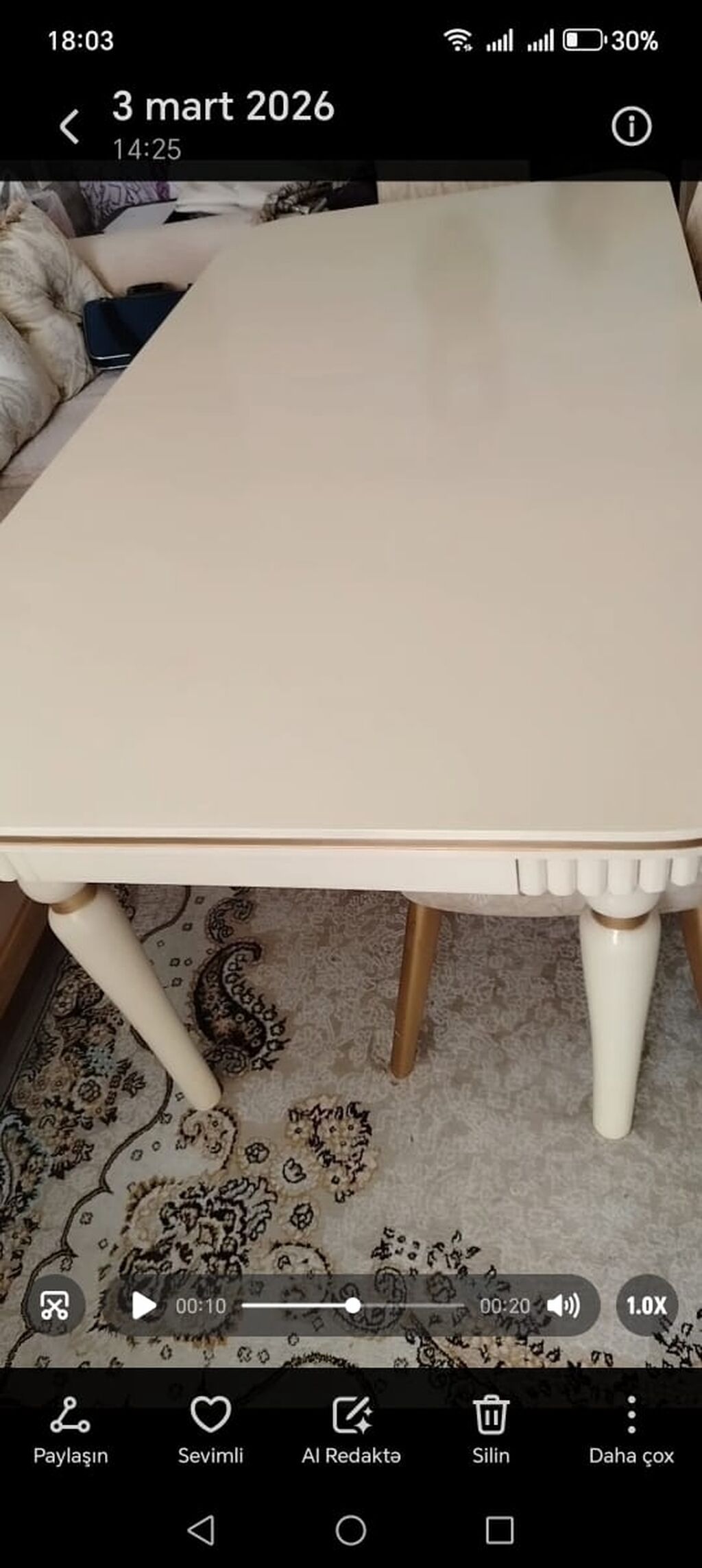 Qonaq otağı üçün, İşlənmiş, Açılmayan, Dördbucaq masa, 4 stul — Mebel, Sumqayıt (3)