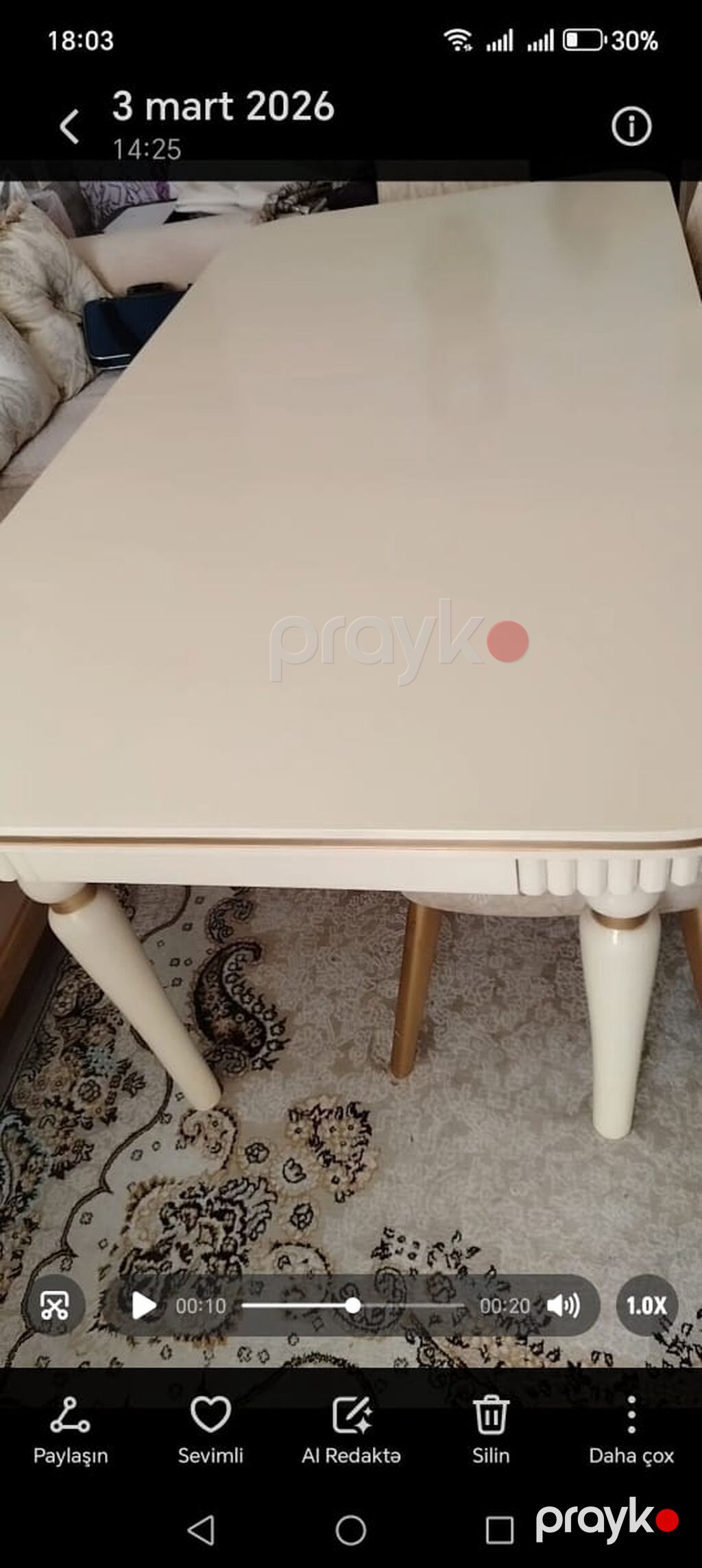 Qonaq otağı üçün, İşlənmiş, Açılmayan, Dördbucaq masa, 4 stul — Mebel, Sumqayıt (3)