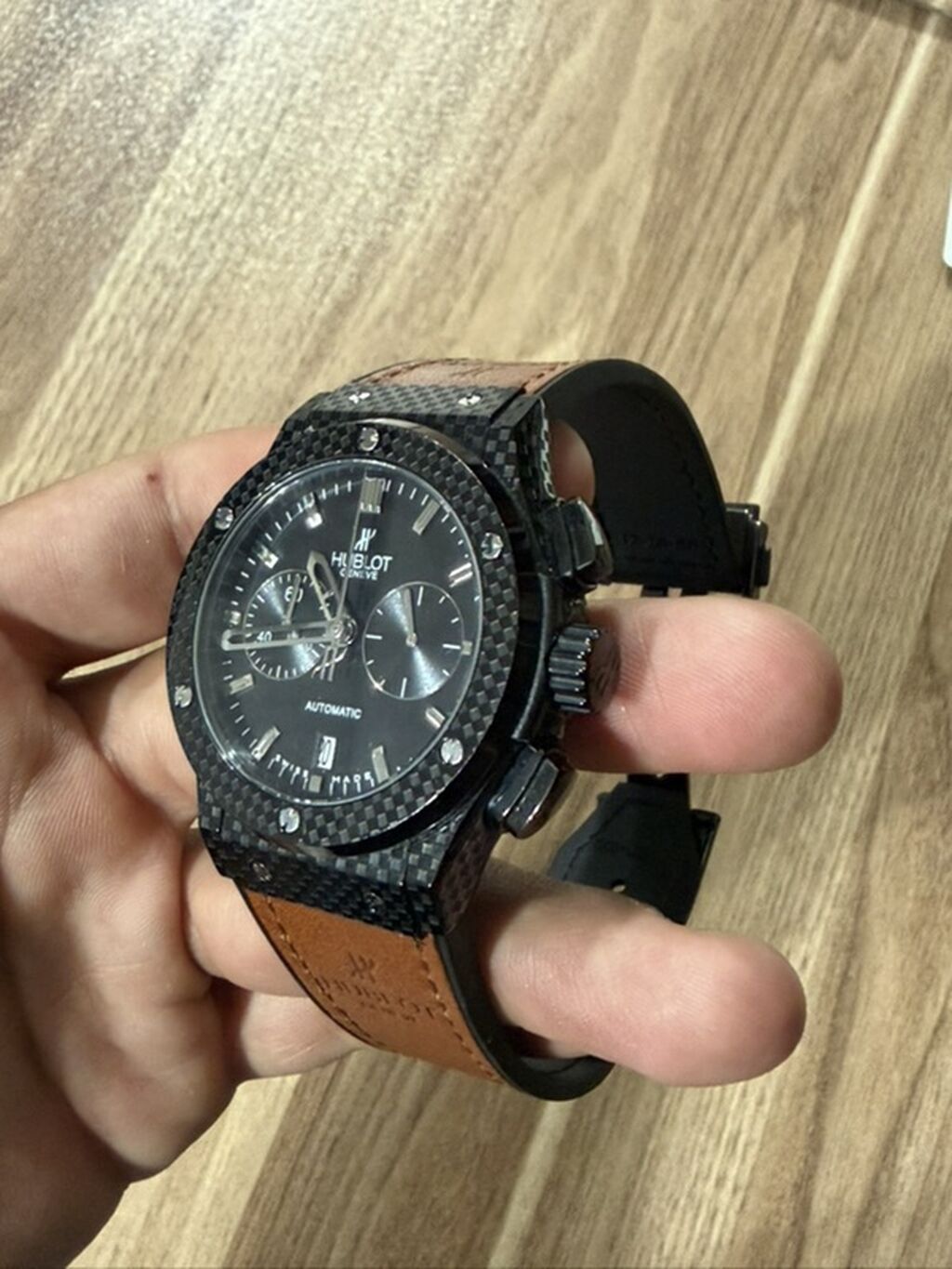 Hublot avtomatik kişi qol saatı - Korpus: qara rəngli, karbon lif — Qol saatları, Masallı