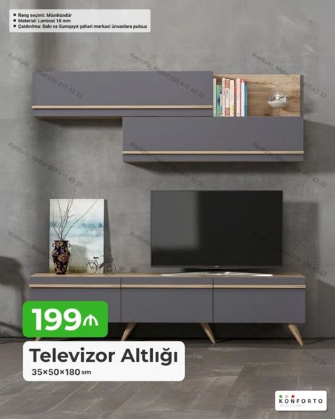 Mebel: Televizor Altlığı və Divar Dolabları Dəsti - Ölçü (altlıq)