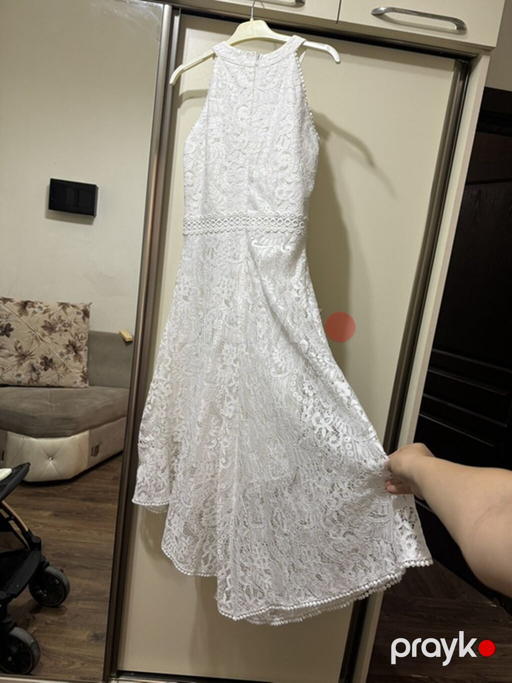 Ağ rəngli krujeva maxi don - Model: yuxarıdan qapalı, boyun hissəsi — Şəxsi əşyalar, Bakı (3)