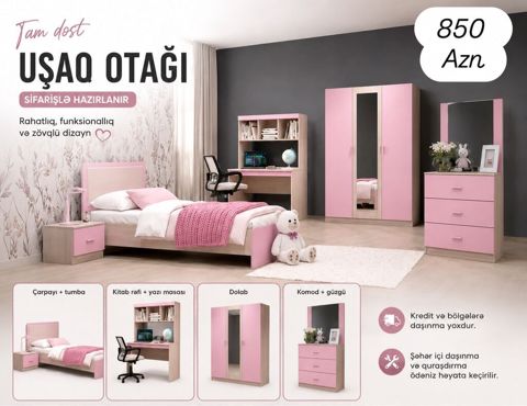 Uşaq otağı mebel dəsti – sifarişlə hazırlanır. Rahatlıq, funksionallıq — sifaris_yeni_mebel_Gülü_Hüseyn — Bedroom furniture sets