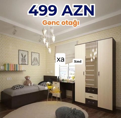 Gənc otağı dəsti – 499 AZN Komplektin tərkibi: - Tək nəfərlik çarpayı