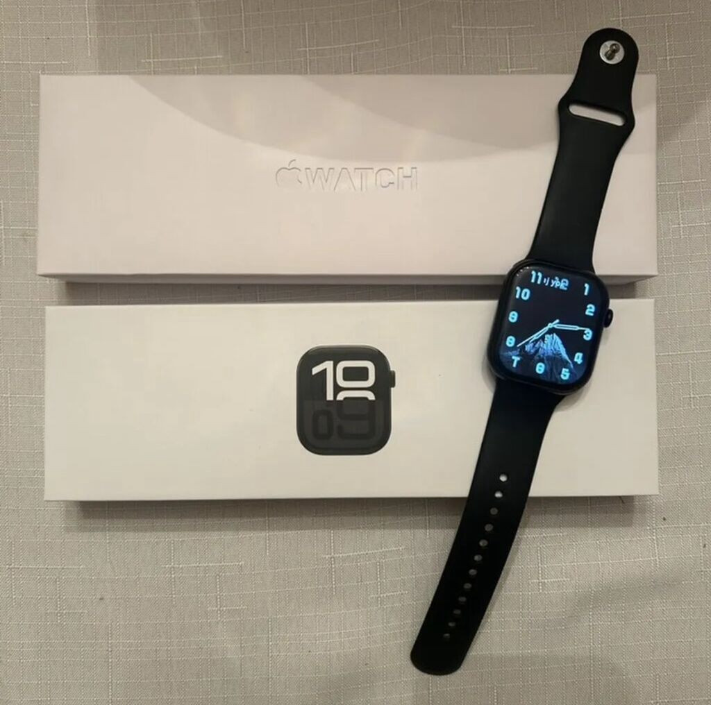 Apple Watch Series 7, 45 mm (GPS). Qara alüminium korpus və qara — Aksesuarlar, Bakı