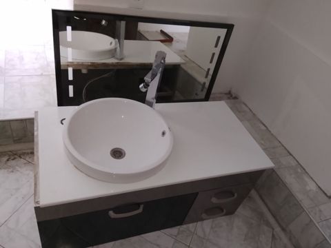 Hamam üçün lavabo dəsti - Üstəqoyma dairəvi keramik qab lavabo - Xrom