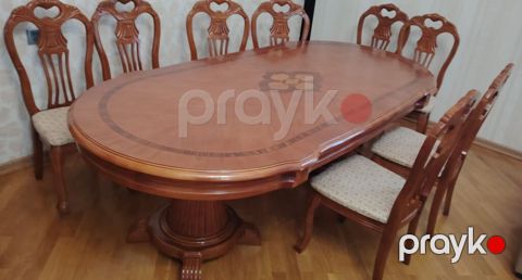 Qonaq otağı üçün, İşlənmiş, Oval masa, 8 stul