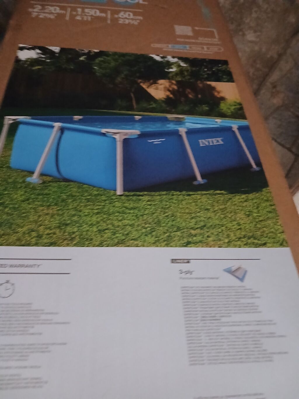 INTEX düzbucaqlı çərçivəli hovuz. Ölçüləri: - Uzunluq: 2.20 m - En