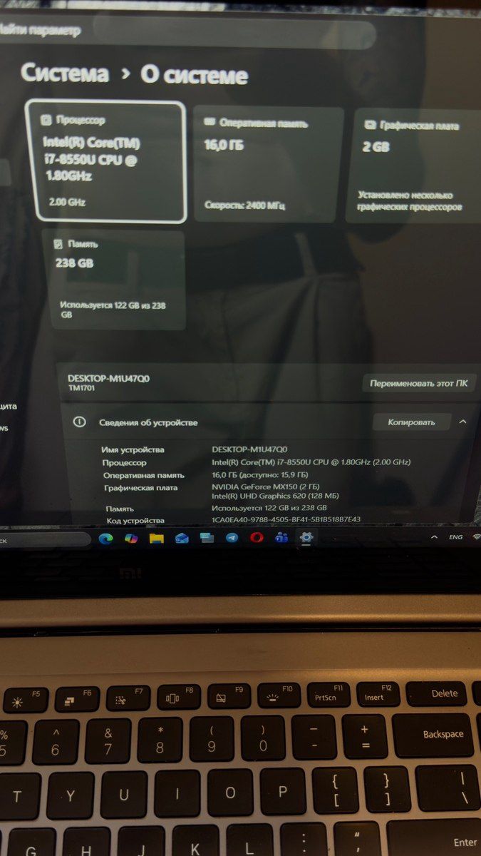 Noutbuk Xiaomi i7 16gb ram 15’ — Elektronika, Bakı (4)