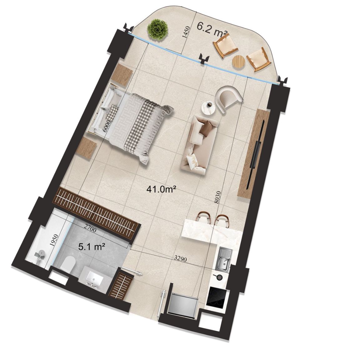 Satılır 1 otaqlı yeni tikili 61.2 m² — Mənzil, Bakı (8)