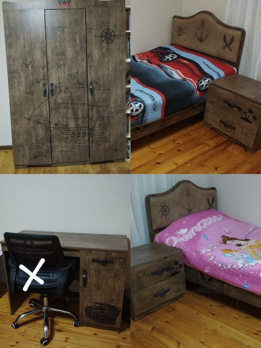 🌙beniz 7976 Genc yataq desti 2 carpayi bazali tumbalar 1 dolab ve 1 — Mebel, Digah