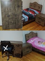 🌙beniz 7976 Genc yataq desti 2 carpayi bazali tumbalar 1 dolab ve 1 — Mebel