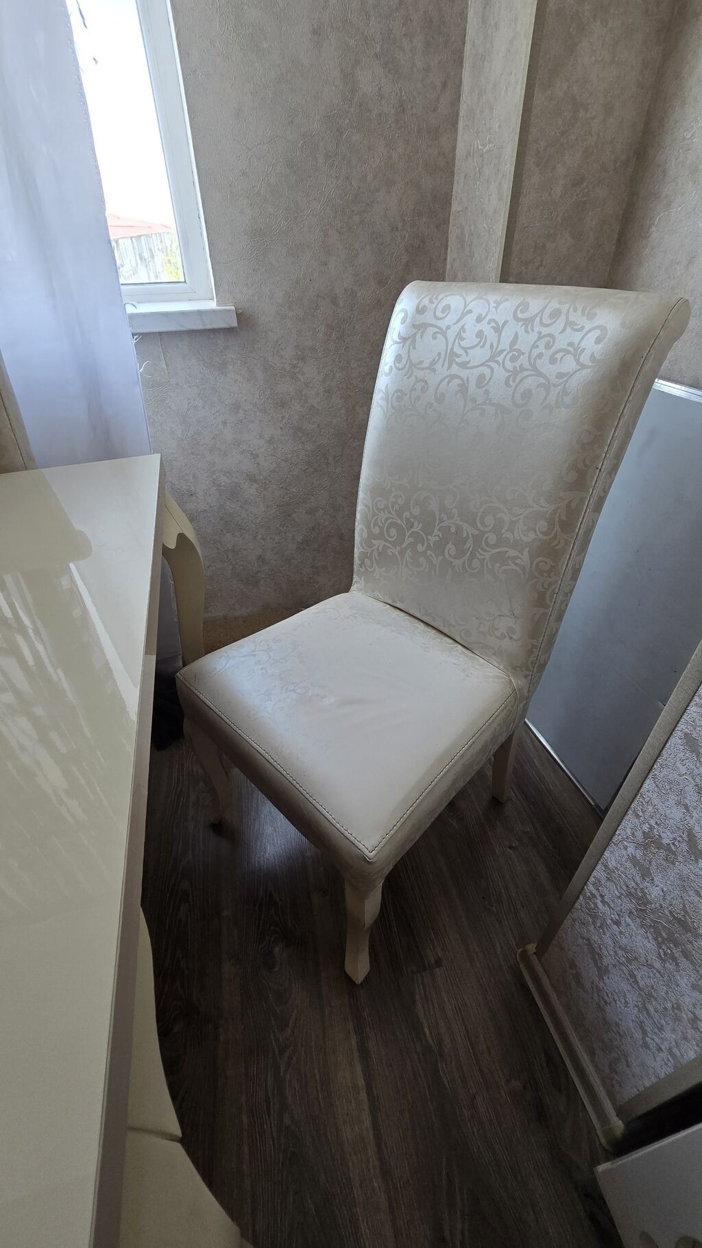 Ağ rəngli yemək otağı dəsti - Dəst: düzbucaqlı masa + 6 ədəd stul - — Mebel, Sumqayıt (6)