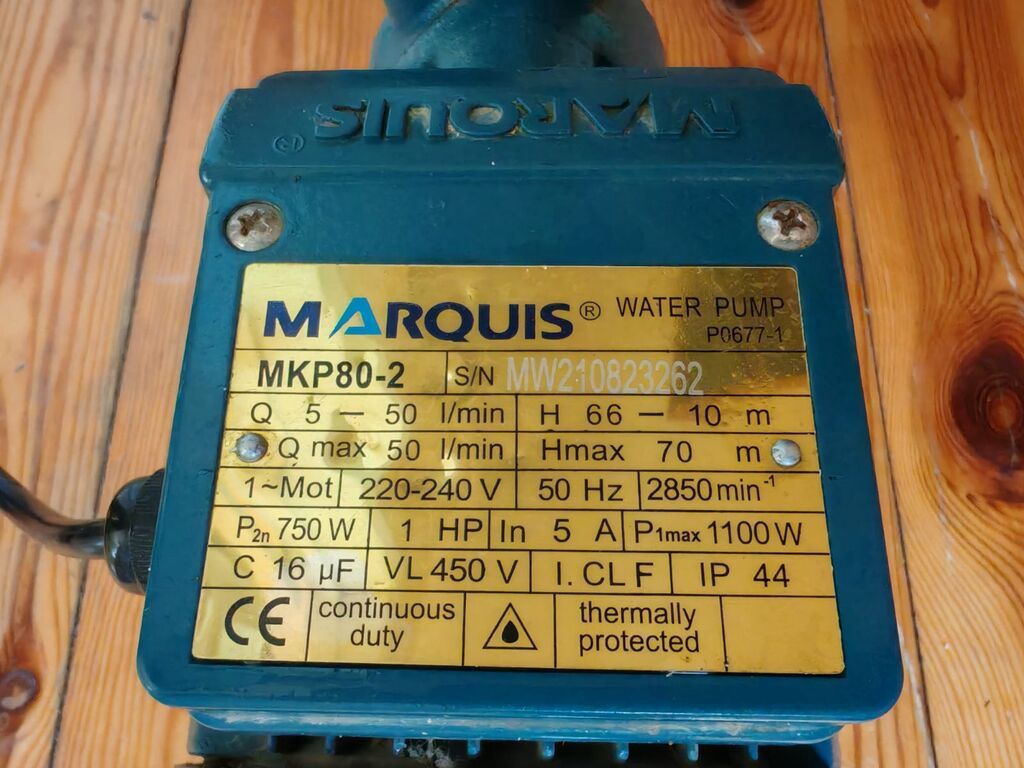 Marquis MKP80-2 su nasosu - Tip: Mərkəzdənqaçma (centrifugal) su — Mallar, Xırdalan (5)