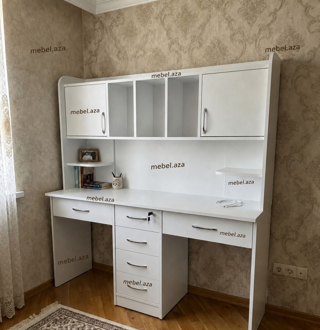 Düz masa, Stulsuz, Polkalı, Siyirməli, Belarusiya, Sadə laminat — Mebel, Bakı