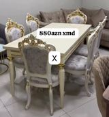 Klassik üslublu yemək dəsti - Dəst: 1 masa + 6 stul - Rəng — Furniture