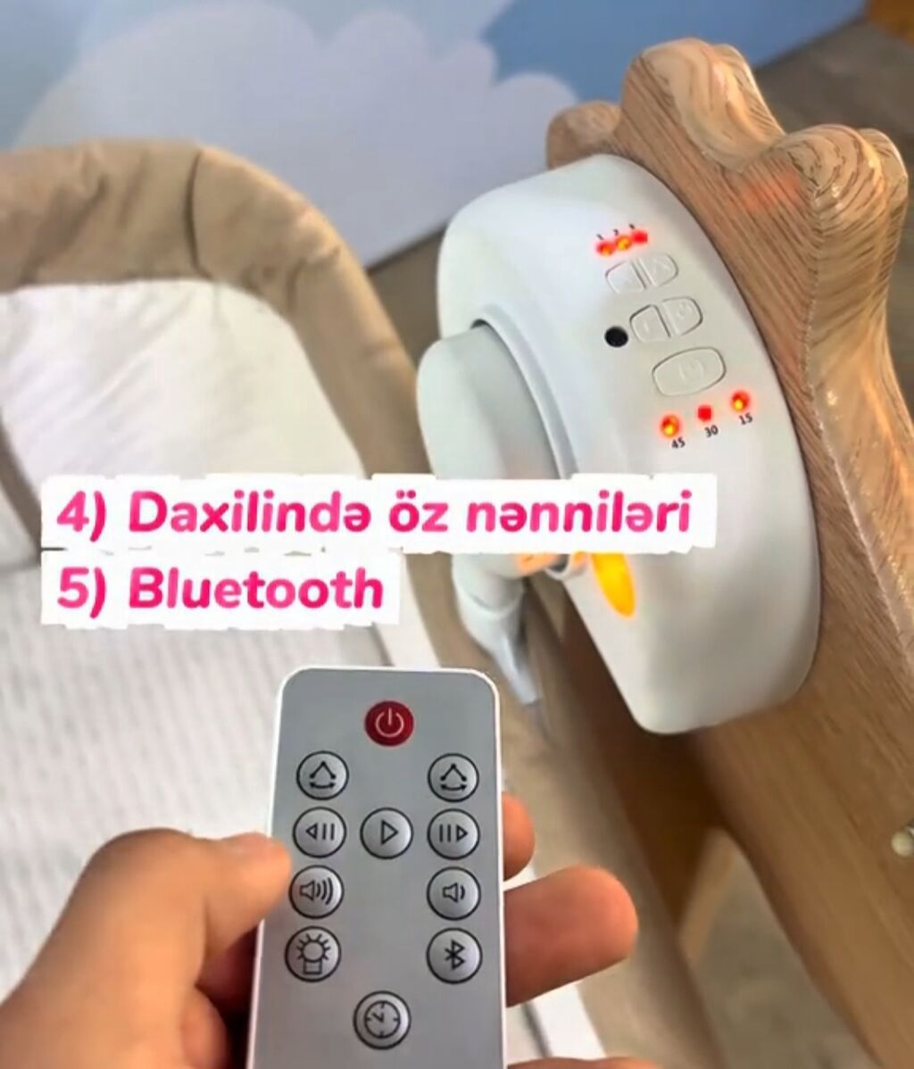 Oğlan və qız üçün, Yeni, Dördbucaq, Beşik, Dəstsiz, Matras ilə, Yellənmə mexanizmi ilə — Mebel, Xırdalan (2)