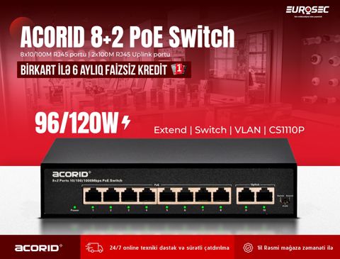 8-Portlu PoE Switch Acorid CS1110P