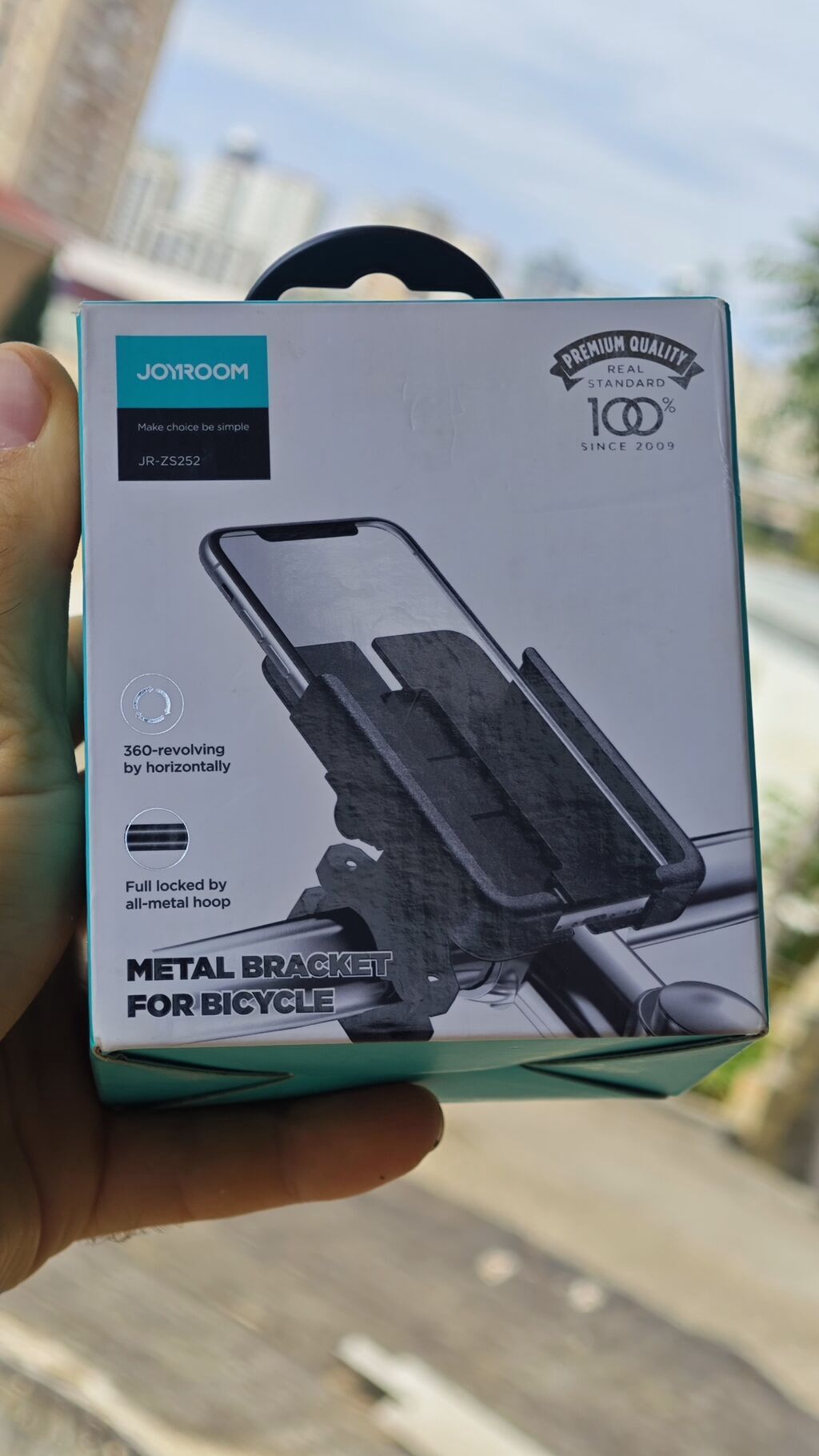 JOYROOM JR-ZS252 velosiped üçün metal telefon tutacağı - 360° üfiqi döndürmə