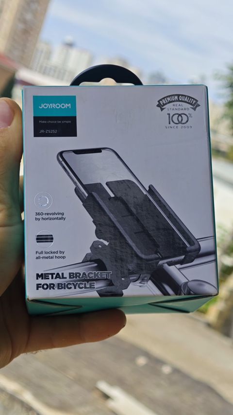JOYROOM JR-ZS252 velosiped üçün metal telefon tutacağı - 360° üfiqi döndürmə