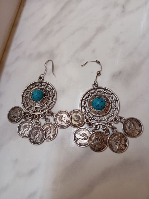 Bohem üslubunda asma sırğa cütü - Material: metal alaşımdan
