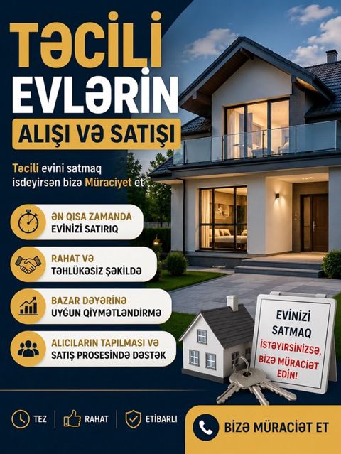 Təcili evlərin alışı və satışı üzrə peşəkar xidmət! - Evinizi ən qısa