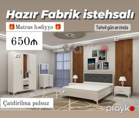 Yataq otağı dəsti – Hazır fabrik istehsalı Komplekt: - İki nəfərlik — Bakı