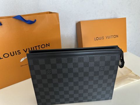 Louis Vuitton Damier Graphite kişilər üçün sənəd/klatç çantası -