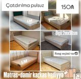 Tək nəfərlik çarpayı dəsti - Ölçü: 2 m x 90 sm - Matras + dəmir — Furniture