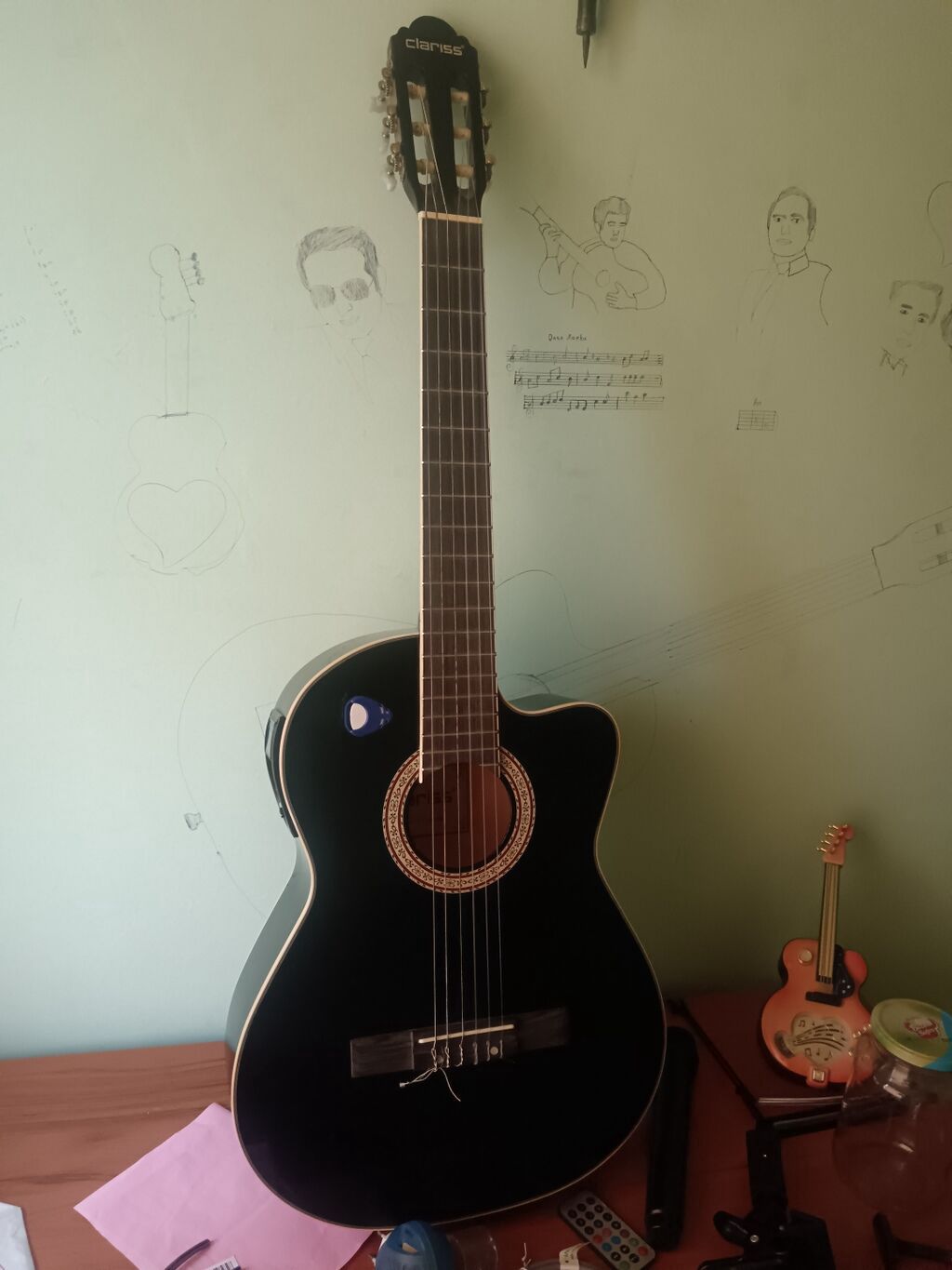 Gitar+mizrab+remen+çanta+capo Elektro-akustik klassik gitara – kəsimli — Mallar, Güzdək (5)