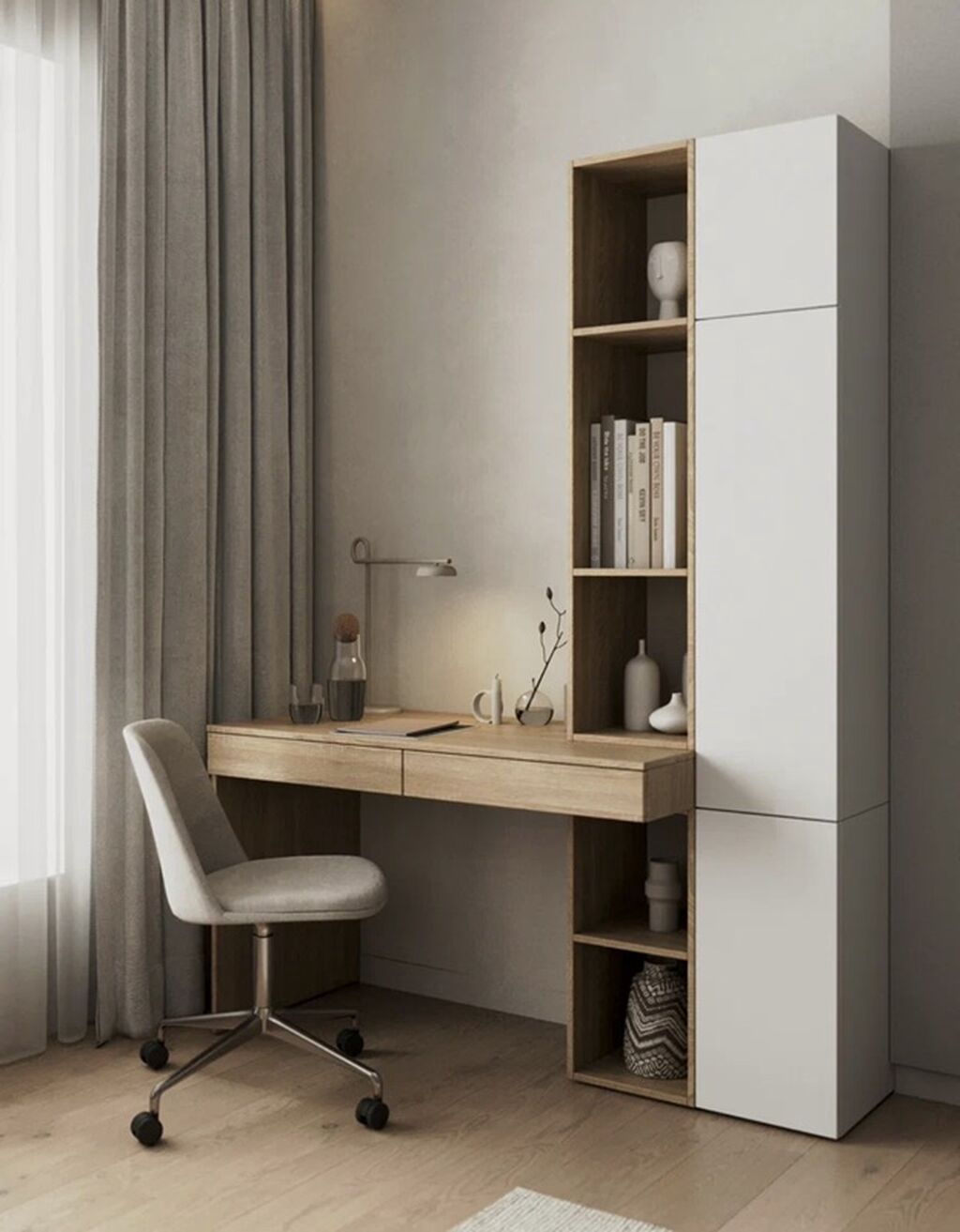 Minimalist iş masası və saxlama modulu dəsti - Dizayn: Skandinaviya