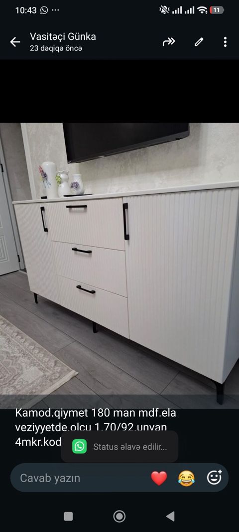 Kamod.qiymet 180 man mdf.ela veziyyetde.olcu 1.70/92.unvan