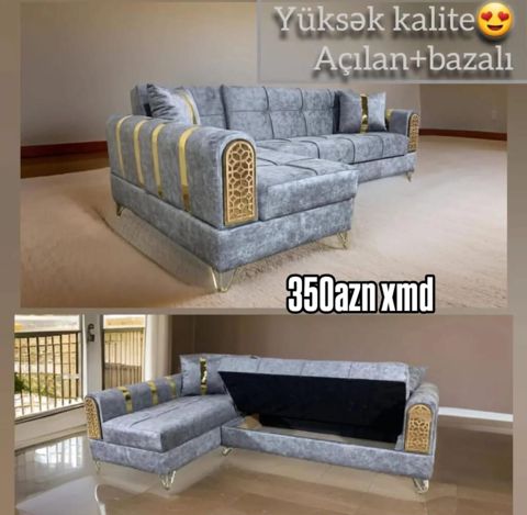 Yüksək keyfiyyətli L formalı künc divan - Açılan mexanizm: rahat