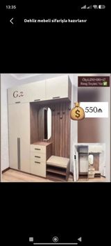 Dehliz mebeli – sifarişlə hazırlanır. Ölçü: 250×180×47 sm Rəng — Mebel evim