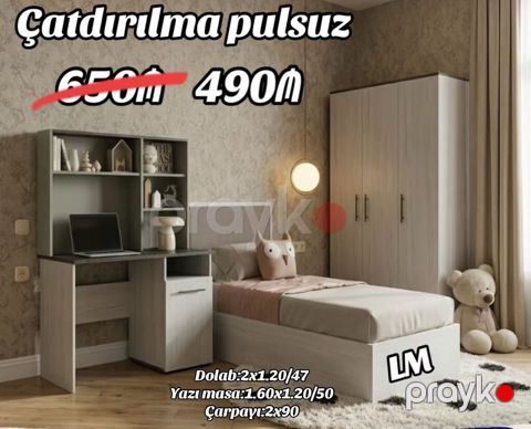 Uşaq/yeniyetmə otağı üçün mebel dəsti Dəst tərkibi: - Çarpayı: 2 x 90 — Bakı