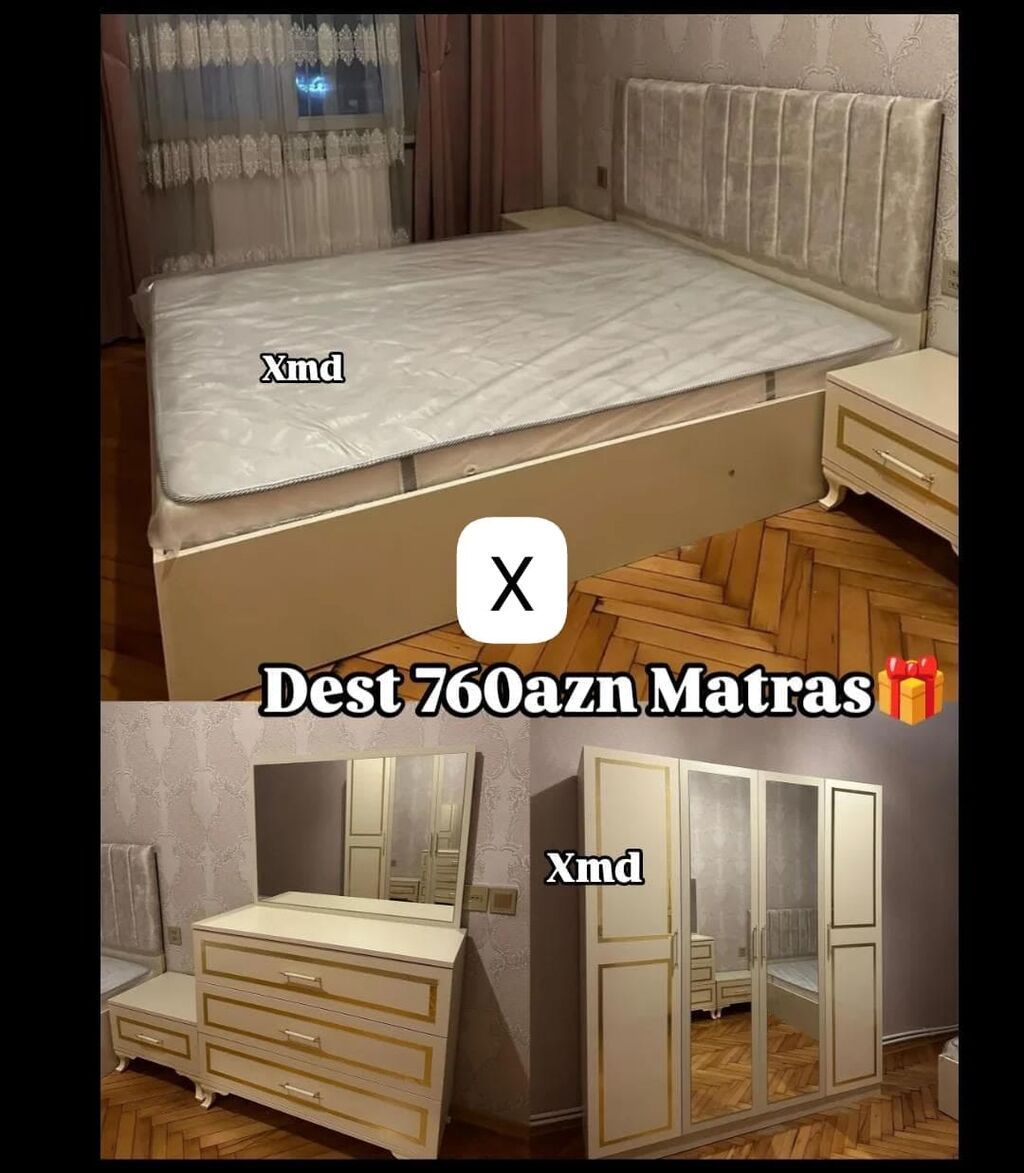 Yataq otağı dəsti Tərkibi: - Yumşaq başlıqlı, parça üzlü geniş