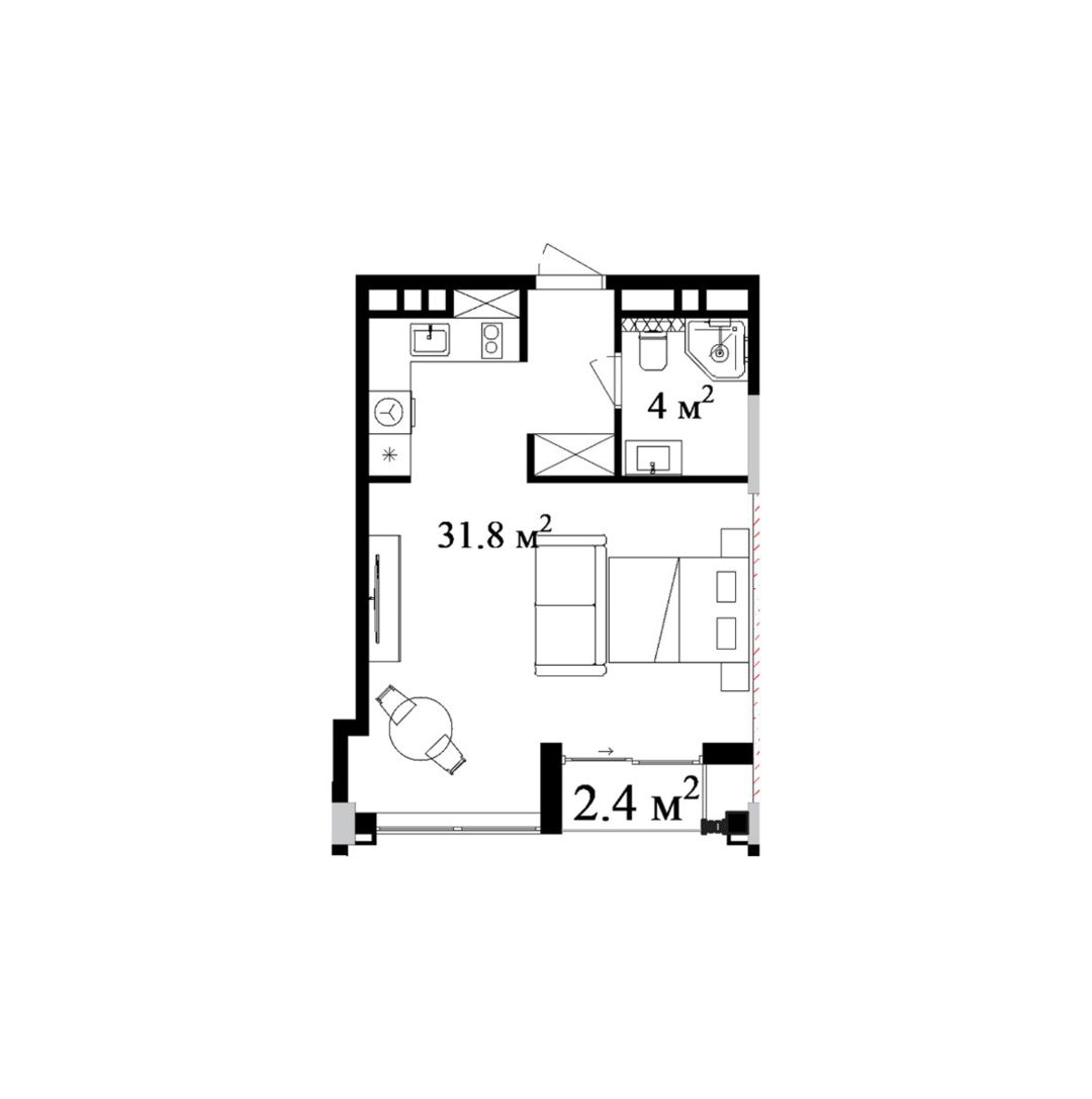 Satılır 1 otaqlı yeni tikili 45.9 m² — Mənzil, Bakı (6)