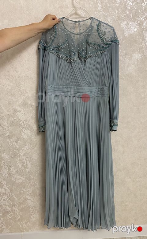 Su yaşılı axşam/toy paltarı (1 dəfə geyinilib)