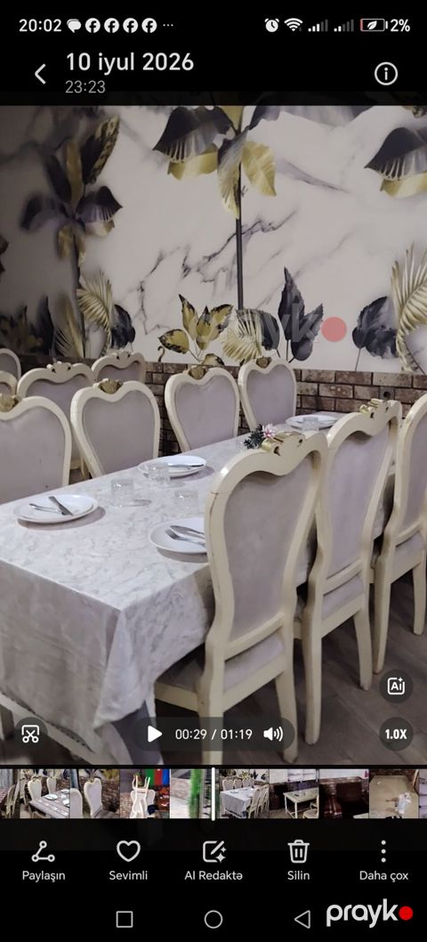 Stullar ilə, Düz masa, 6 nəfər