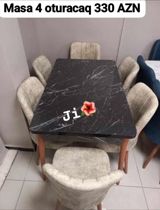 Mətbəx/qonaq otağı üçün masa və 4 ədəd oturacaq dəsti. - Masa — Furniture