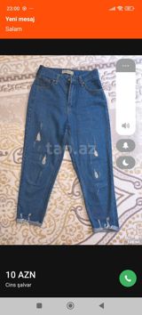 Məhsul: Cins şalvar - Rəng: Klassik mavi denim - Kəsim: Yüksək belli — Şəxsi əşyalar