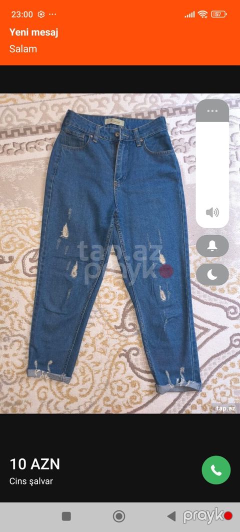 Məhsul: Cins şalvar - Rəng: Klassik mavi denim - Kəsim: Yüksək belli