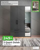 3 qapılı geyim dolabı — 47×200×120 sm ölçüdə. Müasir, minimal dizaynlı — Goods