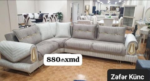 Zəfər Künc divan dəsti - Künc forması: L-tip - Material: yumşaq və