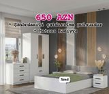Yataq otağı dəsti – 650 AZN Tərkibi: - İkinefərlik çarpayı (başlıqla) — Mebel