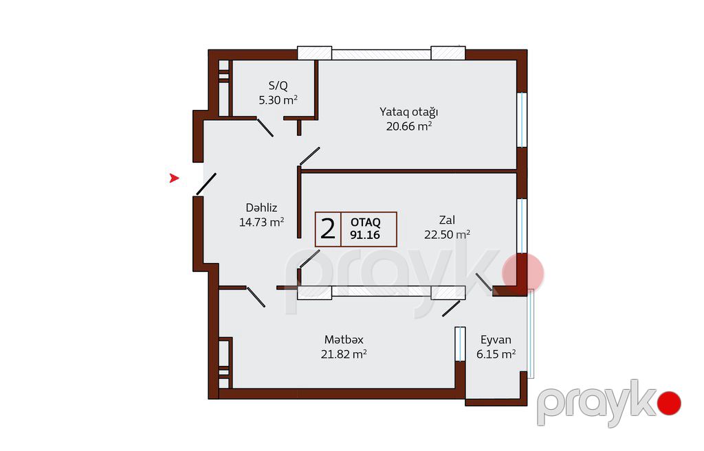 Satılır 2 otaqlı yeni tikili 91.2 m² — Mənzil, Bakı (2)