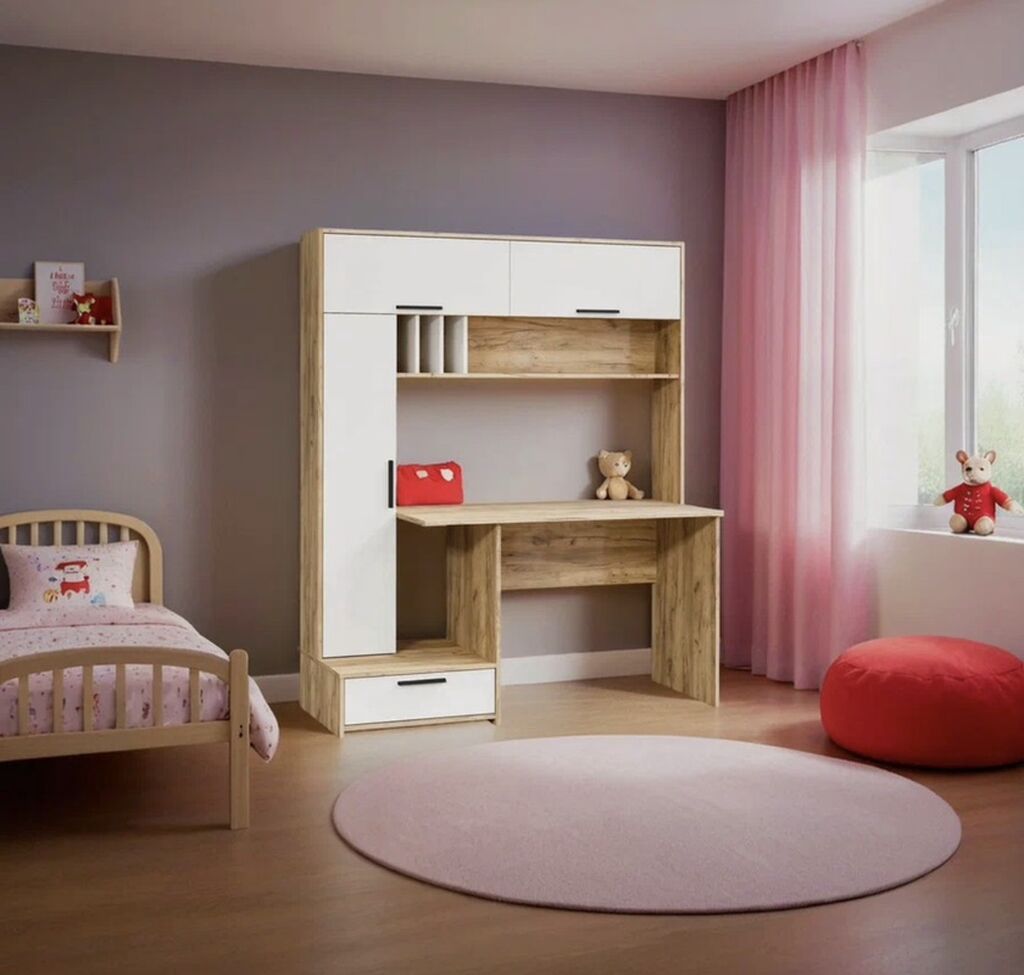 Uşaq/yeniyetmə otağı üçün funksional “şkaflı iş masası” kombini — Mebel, Bakı